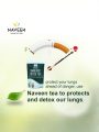 Naveen mullein Smokers’ Detox Tea with a cigarette health meter illustration showing danger levels and text promoting lung protection.