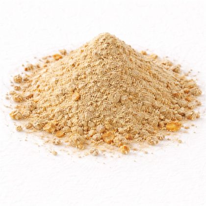 Pile of benzoin gum powder on white textured background