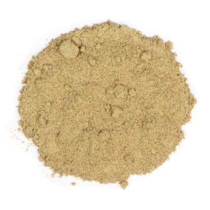 Pile of dried cramp bark from Naveen Herbs on a white background