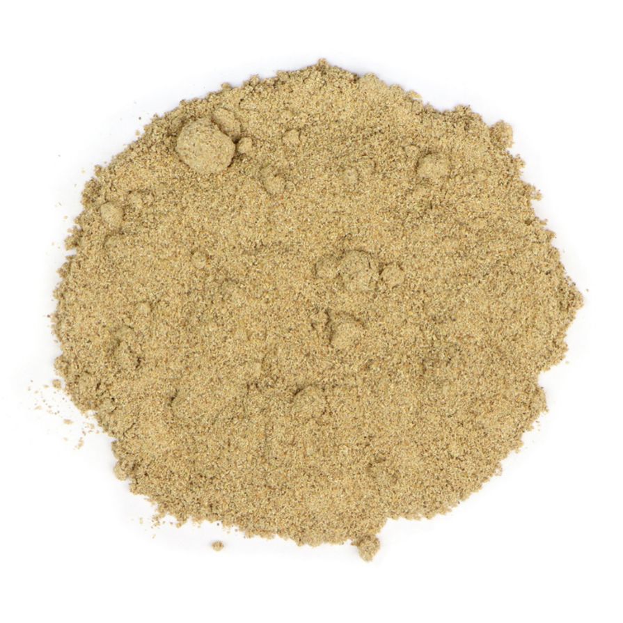 Pile of dried cramp bark from Naveen Herbs on a white background