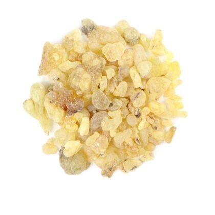 Pile of frankincense resins on a white background