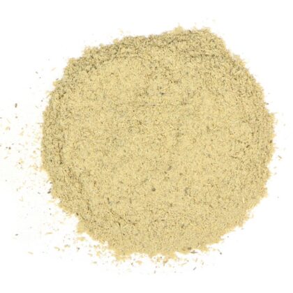 Pile of muira puama powder on a white background